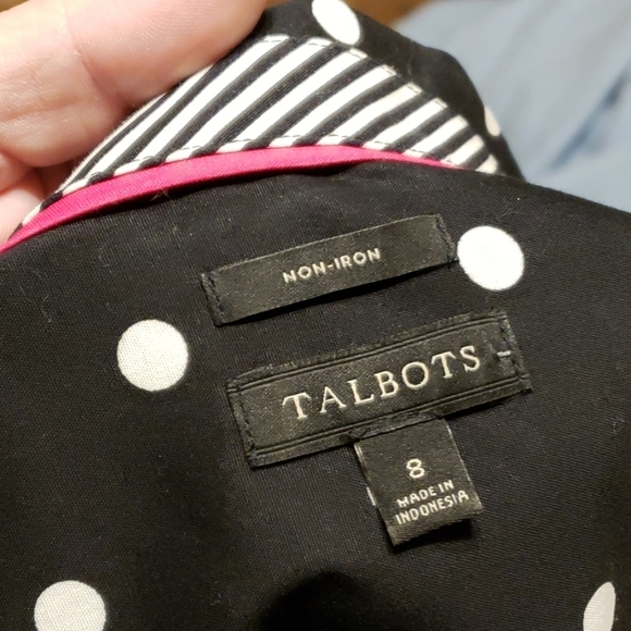 Talbots black white polka dotted short sleeve - Picture 6 of 6